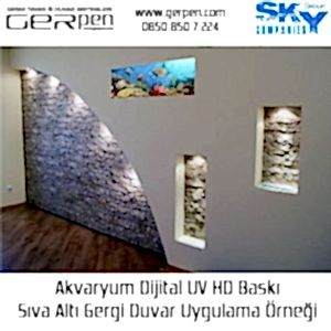 Gergi Duvar Akvaryum 35x100cm Uygulaması