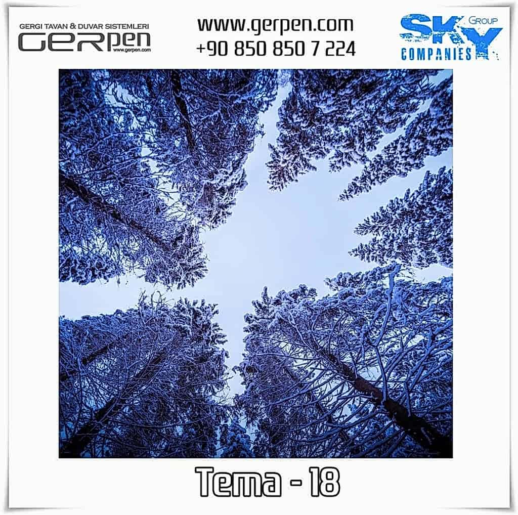 Gergi Tavan Ağaçlı Gökyüzü Tema 18