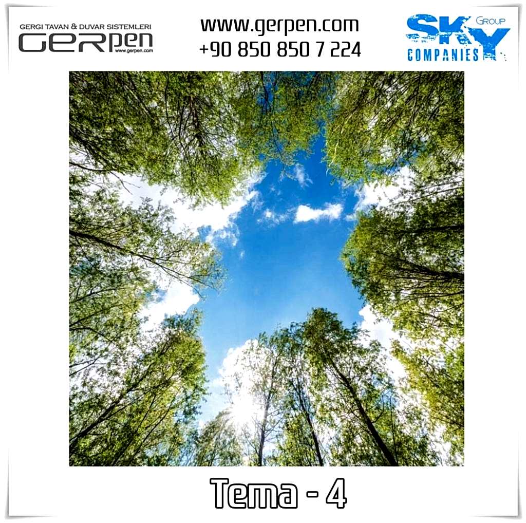 Gergi Tavan Ağaçlı Gökyüzü Tema 4