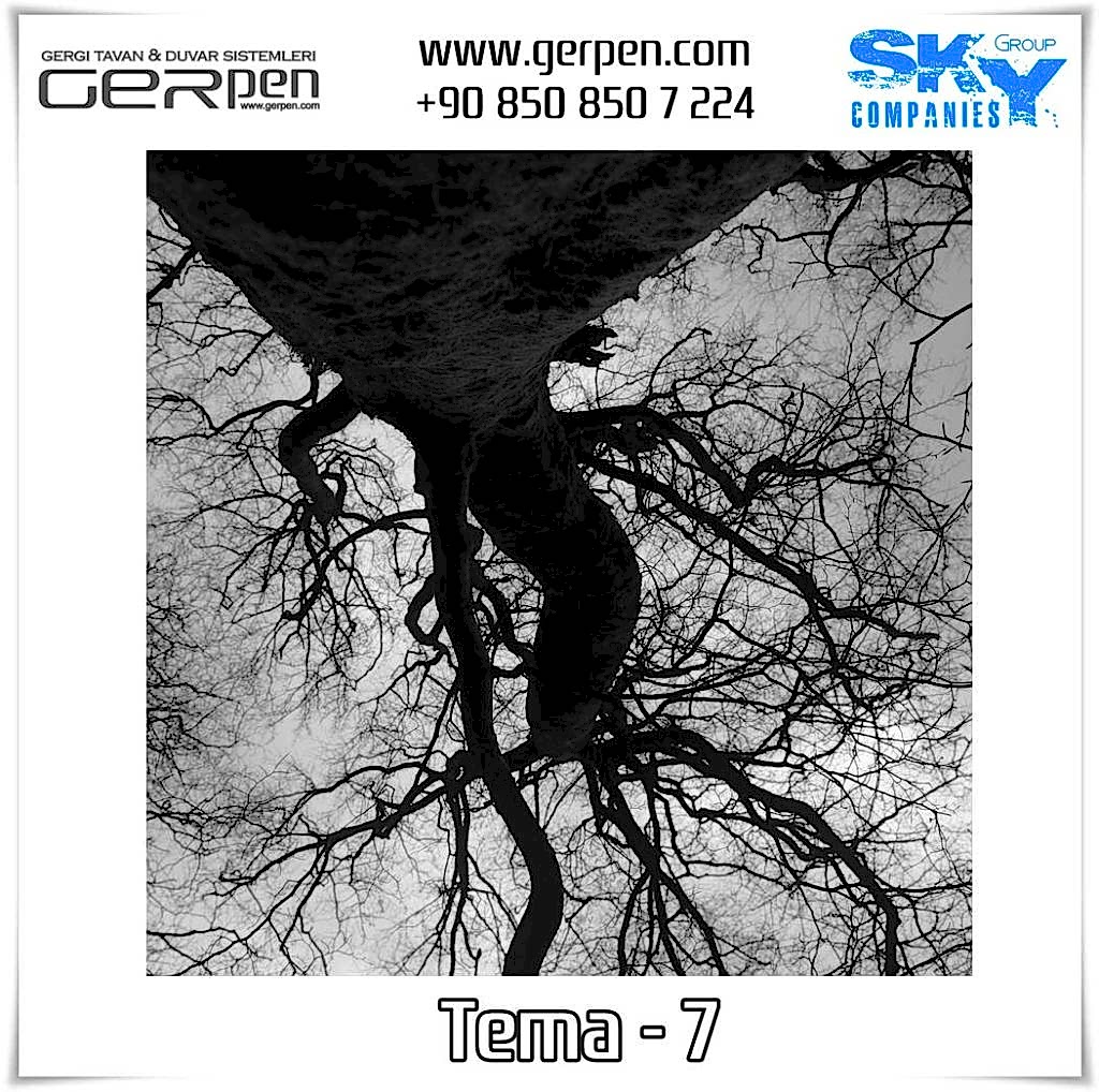 Gergi Tavan Ağaçlı Gökyüzü Tema 7