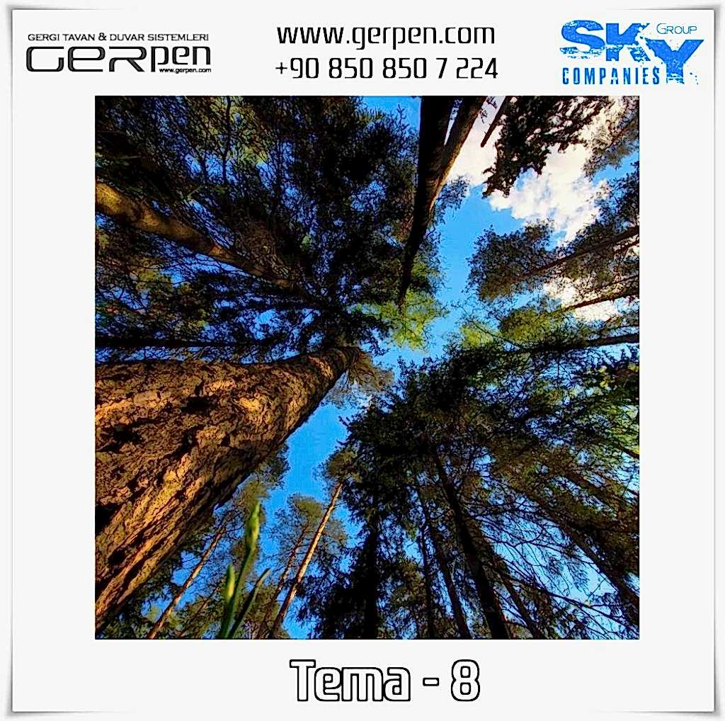 Gergi Tavan Ağaçlı Gökyüzü Tema 8