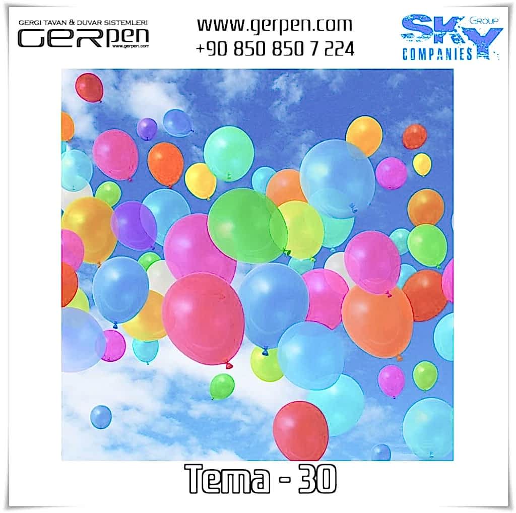 Gergi Tavan Balonlu Gökyüzü Tema 30