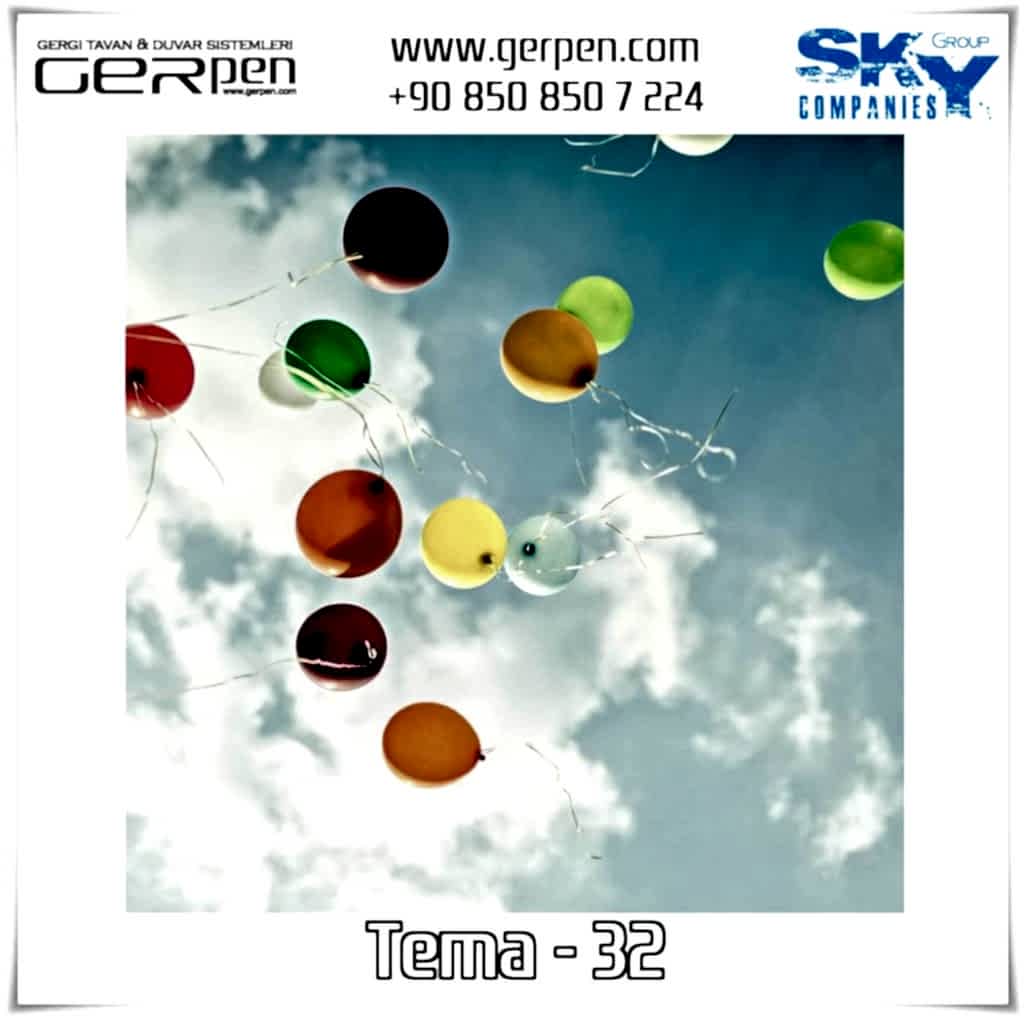 Gergi Tavan Balonlu Gökyüzü Tema 32