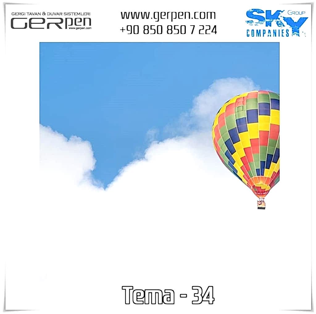 Gergi Tavan Balonlu Gökyüzü Tema 34