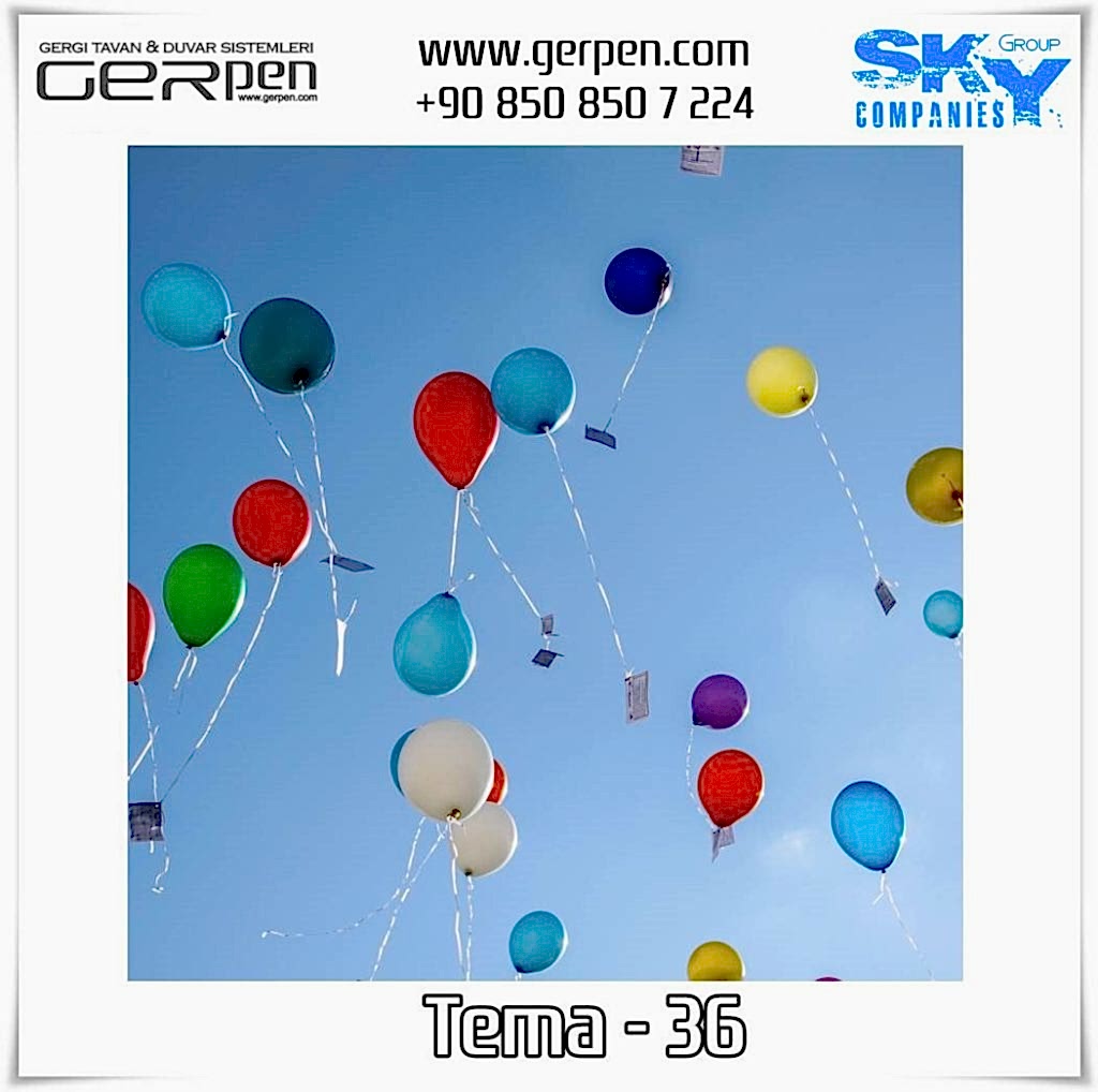 Gergi Tavan Balonlu Gökyüzü Tema 36