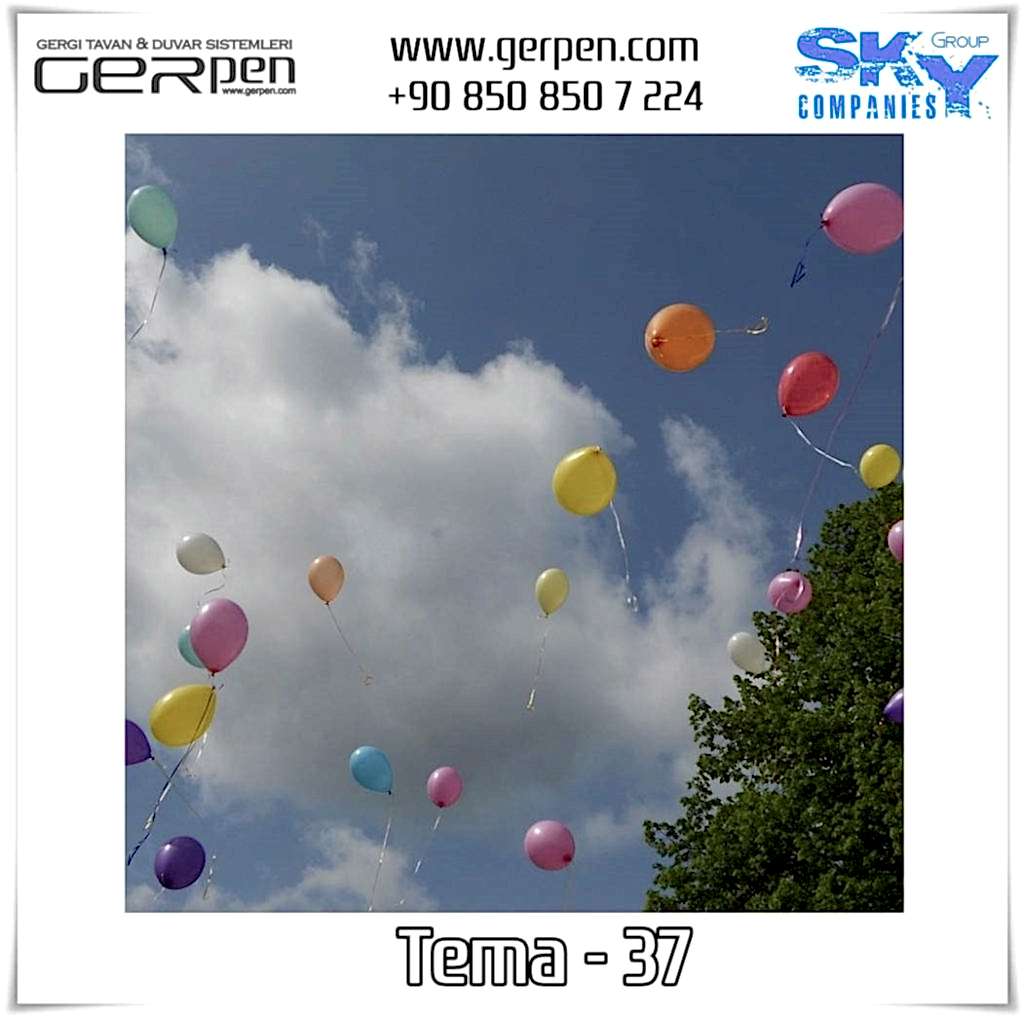 Gergi Tavan Balonlu Gökyüzü Tema 37