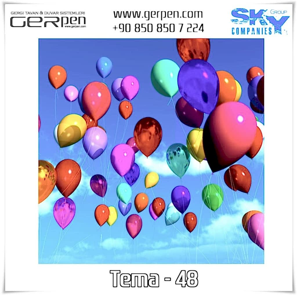 Gergi Tavan Balonlu Gökyüzü Tema 48